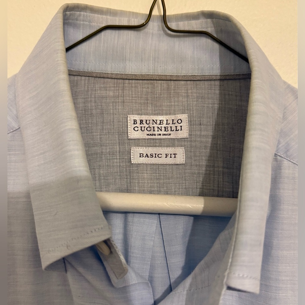 Brunello Cucinelli Basic Fit Light Blue Dress Shi… - image 2